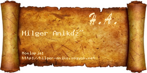 Hilger Anikó névjegykártya